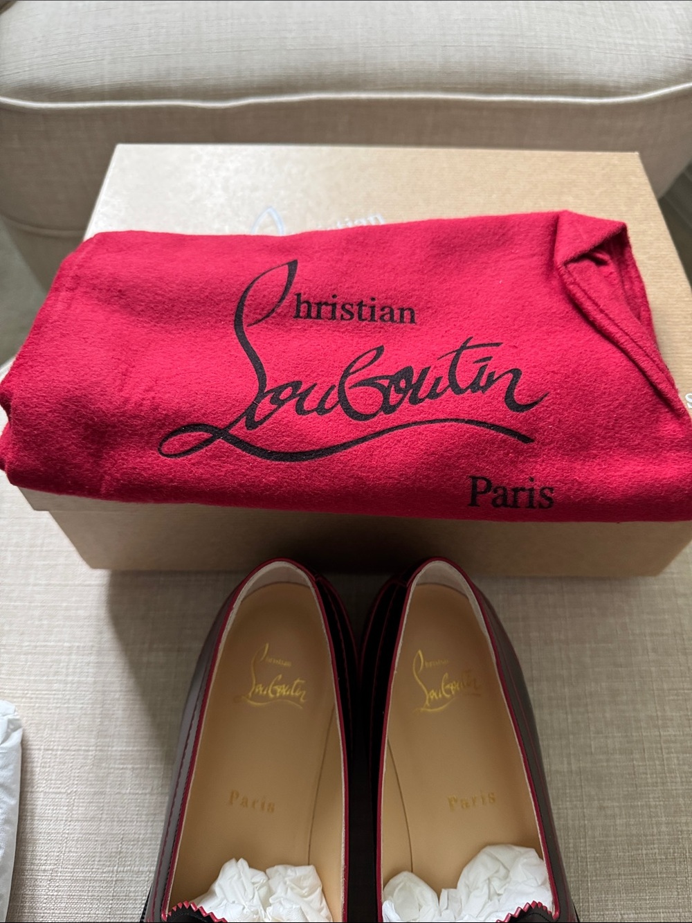 New Christian Louboutin Black with Red trim loafers size 38 - Picture 6 of 8